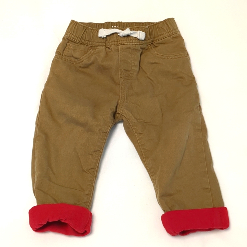 EUC Gap Toddler Boy Red Fleece-Lined Khaki Slim Pants